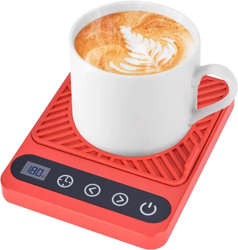 Vista 7 de Calentador de tazas – Calentador eléctrico de taza de café con temporizador, calentador de taza de café para escritorio apagado automático, control