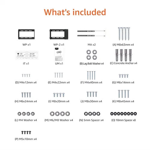 Vista 6 de Amazon Basics Soporte de pared para TV de perfil bajo con nivelación horizontal posterior a la instalación para televisores de 32 a 86 pulgadas