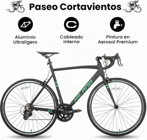 Vista 2 de HILAND 700C Bicicleta de carretera para adultos, bicicleta de carreras de Negro