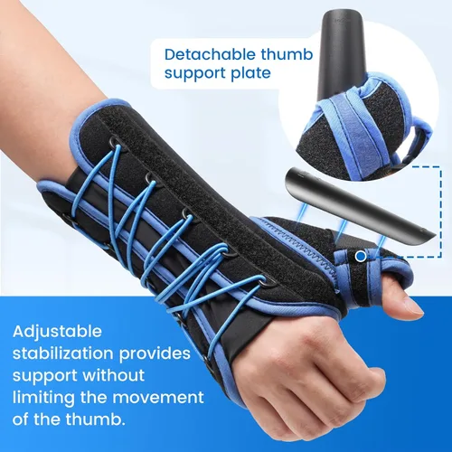 Vista 3 de Muñequera Velpeau para túnel carpiano con estabilizador de pulgar y soporte nocturno, estabiliza la articulación del pulgar de la muñeca, alivio