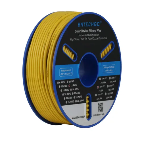 Vista 18 de BNTECHGO Carrete de alambre de silicona calibre 12, 50 pies, color marrón, flexible, 12 AWG, alambre de cobre estañado trenzado
