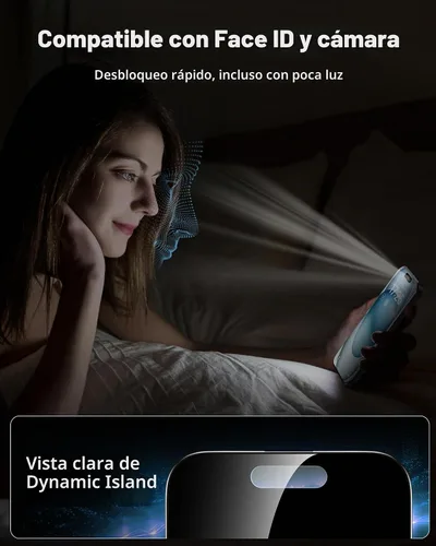 Vista 7 de UNBREAKcable Protector de pantalla de privacidad para iPhone 15 (6.1 pulgadas), paquete de 2 + 2 protectores de lente, antiespía de 25°, dureza 9H