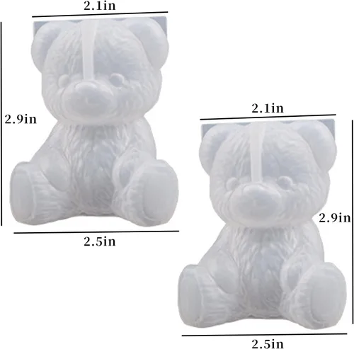 Vista 2 de 2 moldes de resina de silicona de oso – Moldes de vela de resina de oso 3D y jabón para fundición de resina epoxi de animales lindos, fondant