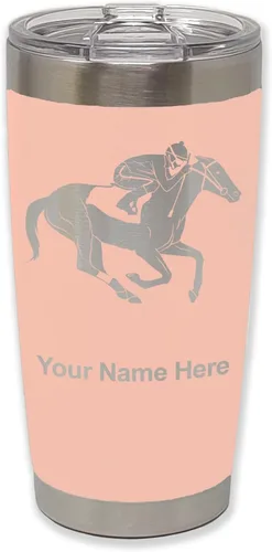 Vista 9 de LaserGram Vaso aislado al vacío de 20 onzas, carreras de caballos, grabado personalizado incluido (negro)