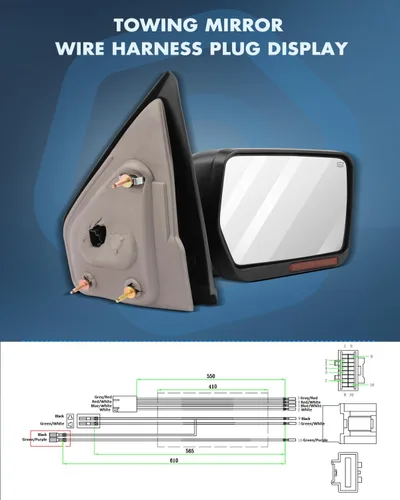 Vista 8 de ECCPP L+R Power - Espejos de remolque con calefacción, luces de señal de charco para Ford F150 2007-2014