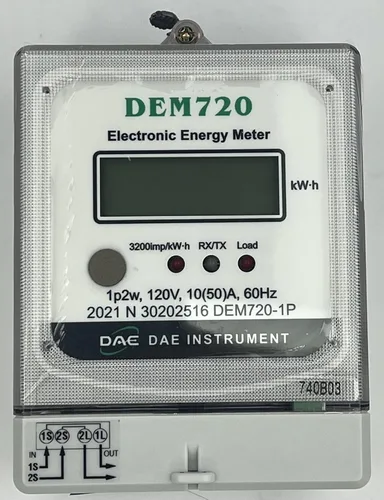 Vista 3 de DAE DEM720-1P Submetro eléctrico kWh, RS485, 1P2W (1 cable caliente, 1 neutro), 120v, 50A, CT interno