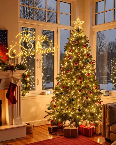 Vista 5 de Decoración para árbol de Navidad, estrella 3D con purpurina plateada, diseño hueco de metal, 10 lámparas integradas para interiores, oficina
