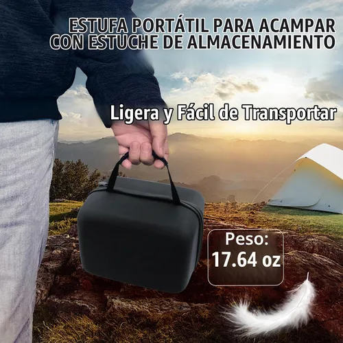Vista 5 de Estufa de camping de propano con estuche de transporte e ignición portátil, estufa de gas para camping al aire libre, barbacoa, senderismo