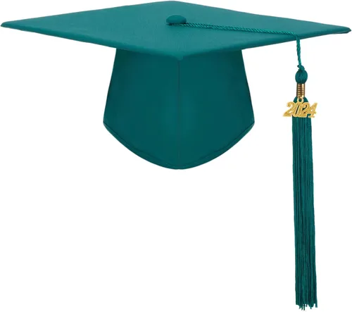 Vista 4 de Juego de bata de graduación mate unisex con borlas 2024 para secundaria y licenciatura