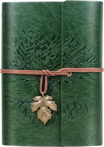 Vista 12 de Billtigif Cuaderno de cuero sintético, diario de viaje vintage recargable, diarios de escritura, regalos para mujeres, hombres, adolescentes y Azul