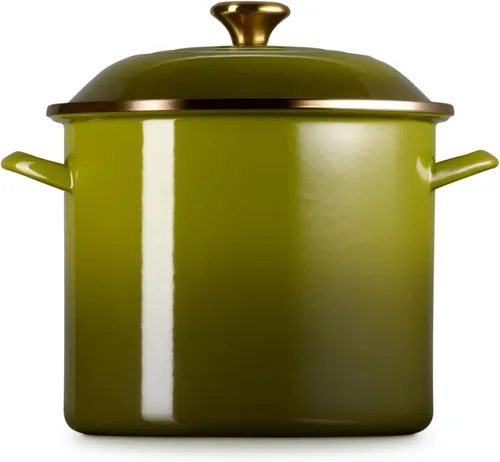 Vista 4 de Le Creuset - Olla tradicional esmaltada en acero, 12 cuartos de galón, Oliva con pomos de acero inoxidable