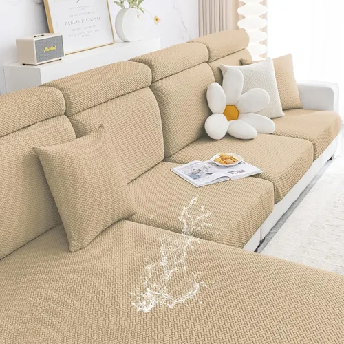Vista 25 de Smiry Fundas de cojín impermeables para sofá, fundas de cojín elásticas de jacquard grueso, funda de asiento lavable, protector elástico de muebles
