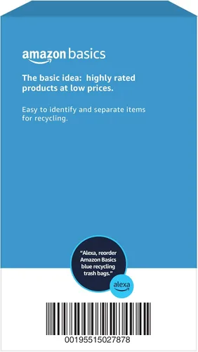 Vista 5 de Bolsas de basura Amazon Basics azules para reciclaje, sin olor, 13 galones, 60 unidades, paquete de 1