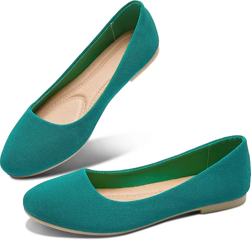 Vista 16 de Obtaom Zapatos planos de puntera redonda para mujer, zapatos de ballet negros para niñas
