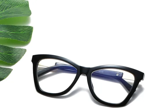 Vista 3 de Bevi Gafas de lectura antifatiga ocular, bloqueo de luz azul, marco cuadrado grande de gran tamaño con bisagra de metal para mujeres y hombres