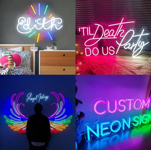Vista 4 de Letreros de neón personalizables, letrero de neón personalizable para decoración de pared, luces de neón personalizadas para bodas, fiestas