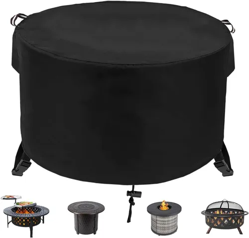 Vista 9 de Funda rectangular de 44 x 28 pulgadas para mesas de hoguera de gas al aire libre de 40 a 44 pulgadas, cubierta de mesa de hoguera para patio