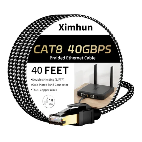 Vista 27 de Cables Ethernet Cat 8 de 3 pies, cable trenzado de red de Internet