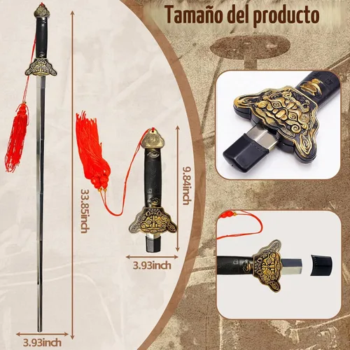 Vista 2 de Espada telescópica retráctil de polímero simple, espada china de Kung Fu Taichi, espada mágica de práctica y actuación, espada para cosplay