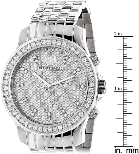 Vista 5 de LUXURMAN Reloj de diamantes para hombre 2.5ctw de diamantes, ACERO, Moderno
