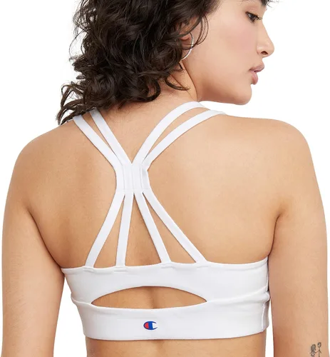 Vista 2 de Champion Brasier deportivo auténtico de espalda cruzada para mujer con soporte moderado, brasier deportivo que absorbe la humedad, el mejor brasier