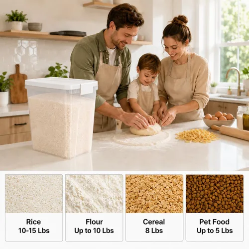 Vista 5 de Contenedor hermético de almacenamiento de alimentos para perros y gatos de Blanco brillante