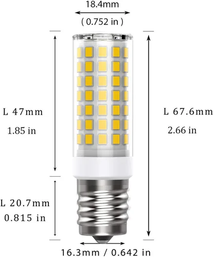 Vista 2 de Bombilla LED E17 de 8 W, bombilla para horno microondas, luz blanca cálida, 850 lm, equivalente a halógeno de 75 W, regulable (paquete de 2)
