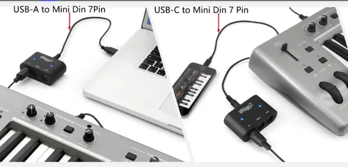 Vista 6 de Cable macho USB-C a Mini-Din de 7 pines para IK Multimedia iRig Series, compatible con HD, HD-A, Keys I/O 25, I/O49, MIDI 2, Pro, Pro Duo, Pro Duo