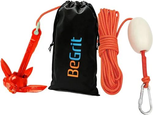 Vista 12 de BeGrit Ancla de kayak Anclaje de barco pequeño Anclaje marino plegable para pesca, kayak, tabla de remo, canoa, moto acuática, con bolsa de 1.5 lbs