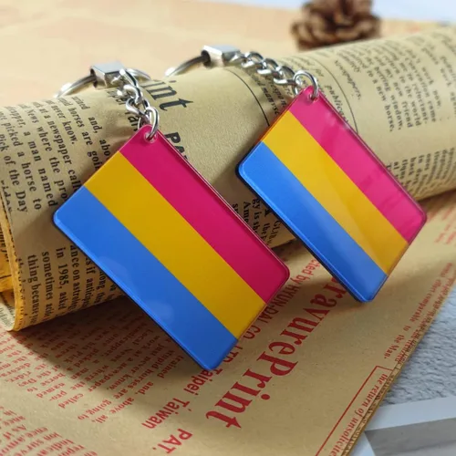Vista 3 de QQSD Llavero Pansexual Pan Pride Flag LGBT, 2 unidades, Pan