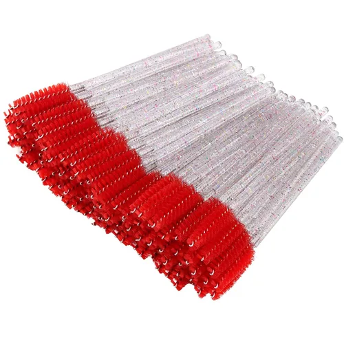 Vista 10 de BTYMS 100 piezas desechables de pestañas carretes aplicador de rímel aplicador de pestañas varita pestañas cepillo cejas carrete para extensión Negro
