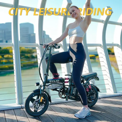 Vista 9 de DDC SPORT Folding Electric Bike, Peak 800W Motor 20MPH,48V 14Ah Removable Battery 55Miles Ebike,14'' Lightweight Adults Electric Bicycles for