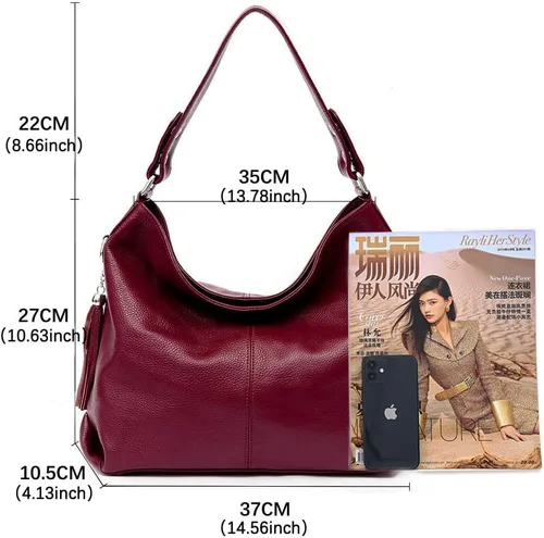 Vista 63 de Moda suave cuero genuino borla mujer bolso señoras hombro mensajero hobo bolso