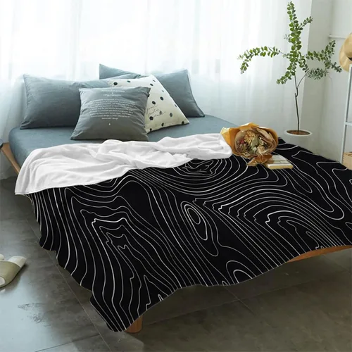 Vista 2 de Manta de forro polar para sofá cama, vista superior abstracta topográfica, mantas y mantas de microfibra suave para sofá de viaje, líneas