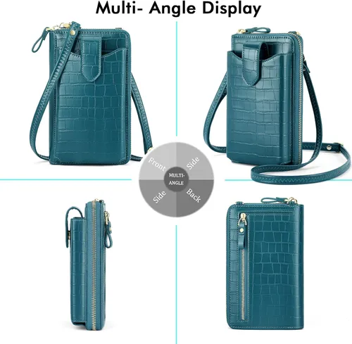 Vista 2 de Peacocktion - Bolso pequeño para teléfono celular, para mujeres, minibolso de hombro ligero para cruzarse por el cuello, con ranuras para tarjetas