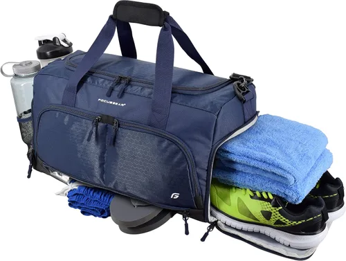 Vista 3 de Ultimate Gym Bag 2.0 la duradera bolsa de lona diseñada por crowdsource con 10 compartimentos óptimos, incluyendo bolsa resistente al agua