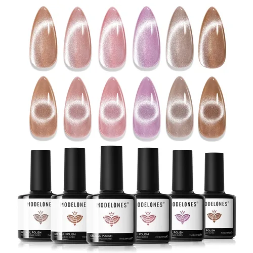 Vista 21 de modelones Imanes de uñas con imán de ojo de gato, ojo de gato, color marrón Juego de imanes de ojo de gato rosa bebé A A A
