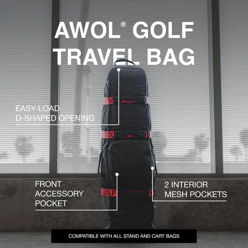 Vista 2 de Ghost Golf AWOL - Bolsa de viaje de golf para aerolíneas con ruedas, funda de viaje acolchada suave para palos de golf que se adapta a todas