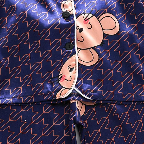 Vista 2 de TBUIALL Camisetas cortas+pantalones cortos para bebé, ropa de dormir para niño, pijamas de manga de dibujos animados para niñas pequeñas y conjunto