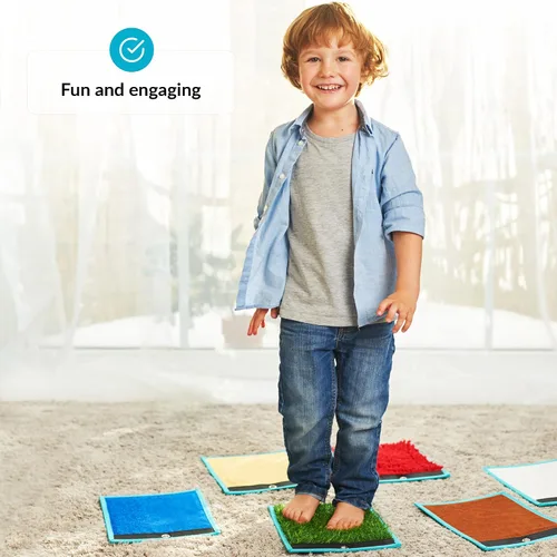 Vista 7 de ODOXIA Alfombrillas sensoriales para niños autistas Azulejos sensoriales para niños Mates, discos y bolsas de frijoles Panel de pared