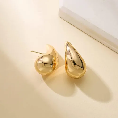 Vista 3 de Tear Drop Earrings for Women Chunky Hollow Waterdrop Gold Hoop Earrings Hypoallergenic 18k Gold Plated Stainless Steel Earrings Fashion Jewelry for