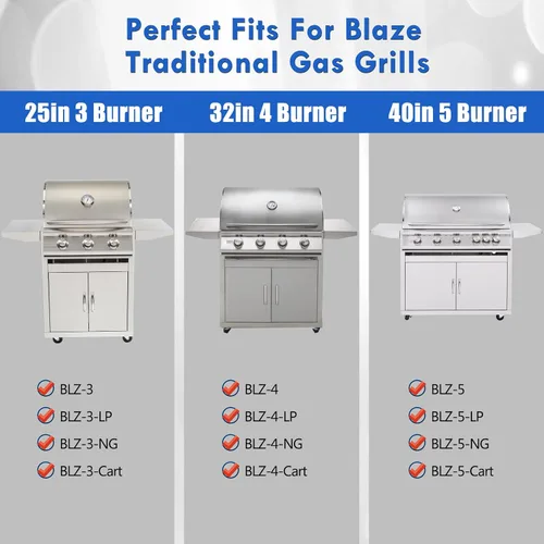 Vista 3 de Piezas de repuesto para parrilla de gas Blaze, placas de calor tradicionales de 3/4/5 quemadores BLZ-4-Cart BLZ-5-Cart Blaze 25 32 40 pulgadas LP NG