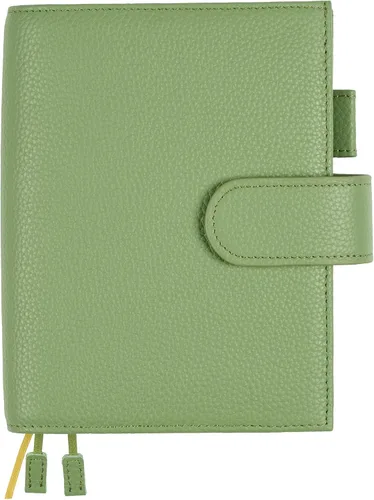 Vista 29 de A5 Funda de cuero para planificador de Hobonichi Cousin, Stalogy, Midori, Leuchtturm1917, y más - con presilla para bolígrafo, ranuras para Negro