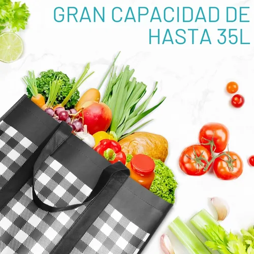Vista 6 de WOWBOX Bolsas de comestibles reutilizables, paquete de 4, bolsas de compras plegables reutilizables a granel con asas reforzadas, bolsas