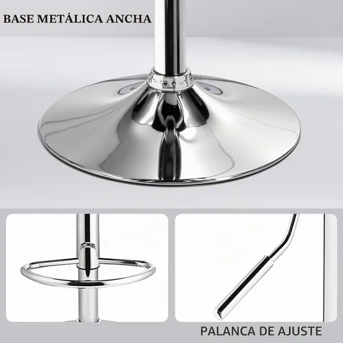 Vista 6 de VECELO Juego de 2 taburetes de bar con barra giratoria y altura ajustable, modernos taburetes de bar de PVC para cocina, bar, comedor, sala de Negro