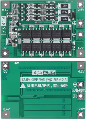 Vista 2 de 3 unids 3S 11.1V 12V 12.6V 40A 18650 Cargador PCB BMS Placa de protección de litio Li-ion Cargador de batería Lipo Cell Módulo para motor de taladro