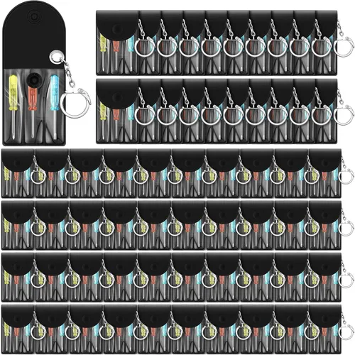 Vista 21 de Jutom Juego de 10 Mini Destornilladores Llavero a Granel Incluye 3 Mini Destornilladores en una Bolsa Portátil con Broche con Gancho a Granel