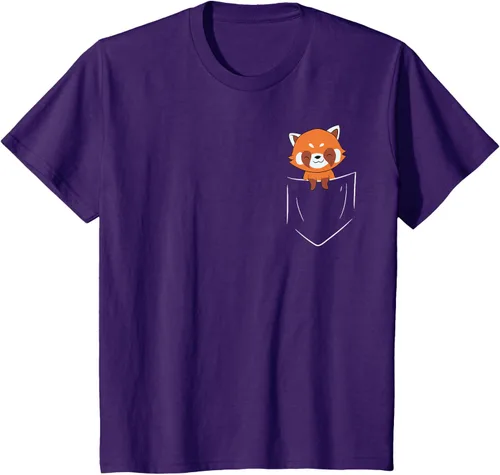 Vista 25 de Funny Red Panda In Pocket - Camiseta con bolsillo, Negro, S