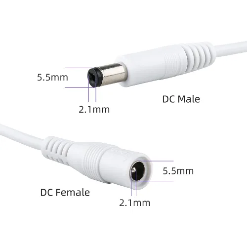 Vista 2 de Cable de extensión de alimentación de 60 pies, 0.217 in x 0.083 in, cable de enchufe macho a hembra de 12 voltios para cámaras de seguridad IP CCTV