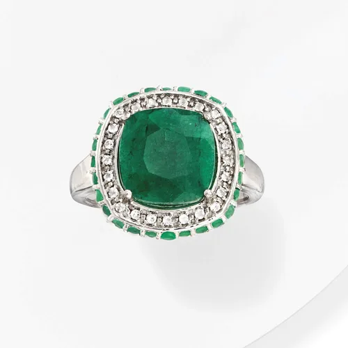 Vista 5 de Ross-Simons 4.40 ct. t.w. Emerald and .10 ct. t.w. White Topaz Ring in Sterling Silver
